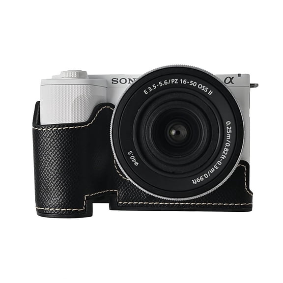 GadgetCom Camera Half Case Compatible with Alpha ZV-E10 II ZVE10 Mark 2 , Anti-Slip PU Leather Shell Protective Cover