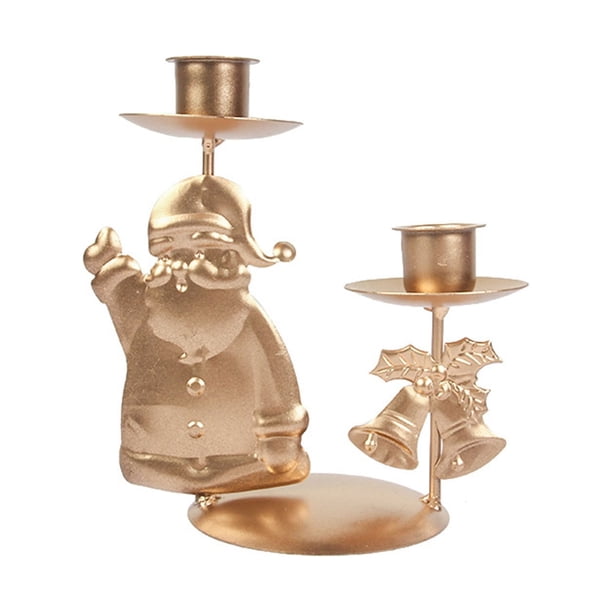 Fiudx Candelabro Navideño, Elegante Diseño de Hierro Forjado, Adorno de Metal de Estilo Antiguo, Decoración para Bodas, Ambiente Festivo, Tamaño 14 X 14 Cm, Sin Vela Incluida.