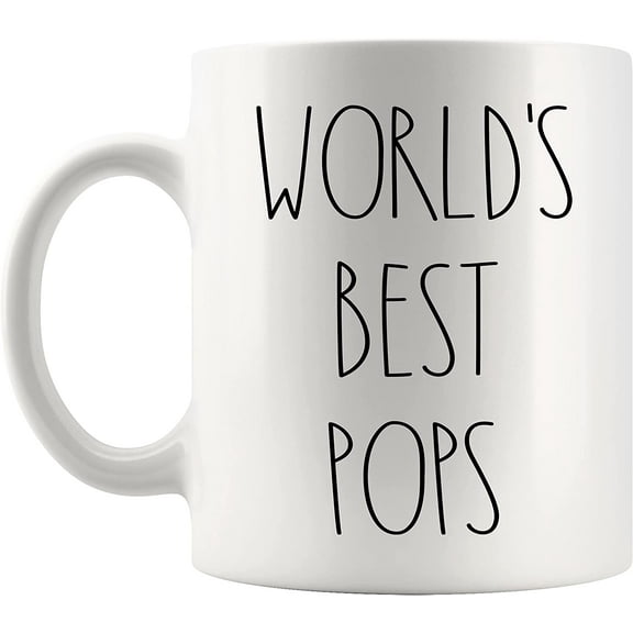 World's Best Pops Mug | Pops Rae Dunn Style Coffee Cup | Rae Dunn Inspired | The Best Pops Ever Coffee Mug | Pops Birthday Mug For Pops Coffee Mug Tea Cup 11oz