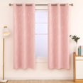 thumbnail image 2 of Deconovo Cortinas opacas con estampado de ondas doradas para dormitorio, con aislamiento térmico para sala de estar, oscurecedoras (rosa coral/ondas, 107 x 183 cm, 2 paneles), 2 of 7