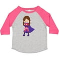 thumbnail image 3 of Inktastic Superhero Girl, Brown Hair, Cute Girl, Purple Cape Girls Toddler T-Shirt, 3 of 5