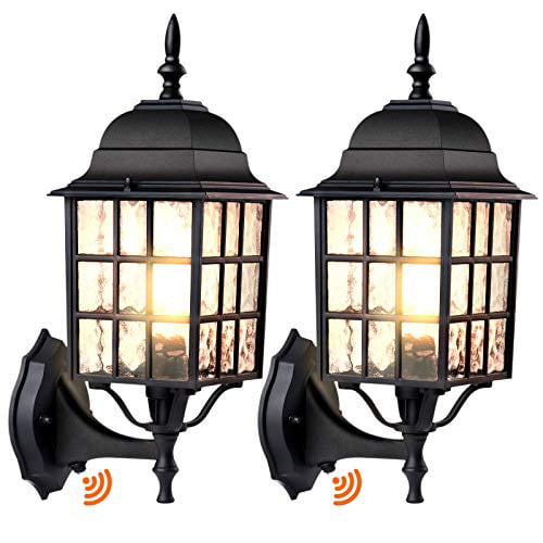 Dusk To Dawn Sensor Outdoor Wall Light 2 Pack Photocell Fixtures Mount Matte Black Porch Lights Exterior Lantern With E26 Base 100 Waterproof Anti Rust Sconce For Garage - External Wall Lights With Photocell