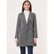 thumbnail image 3 of Abrigo de tweed con solapa con muescas y doble botonadura a cuadros para mujer Allegra K Negro XS, 3 of 5