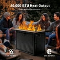 thumbnail image 2 of 43" Propane Fire Pit with Wind Guard & Glass Rocks for Patio & Garden, Black Outdoor Gas Fire Pit Table with Lid & Lava Rocks, 2 of 8