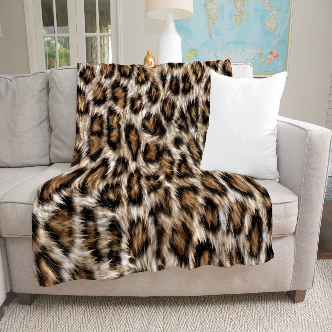 Leopard Animal Print Minky Blanket, (not actual fur) Throw Blanket