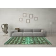 thumbnail image 3 of Ahgly Company Indoor Square Oriental Turquoise Blue Traditional Area Rugs, 6' Square, 3 of 4