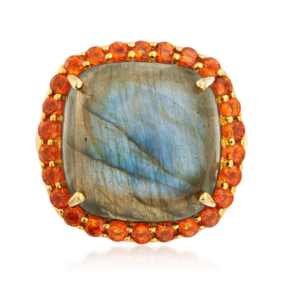 Ross-Simons Labradorite and 1.00 ct. t.w. Citrine Ring in 18kt Gold Over Sterling, Women's, Adult