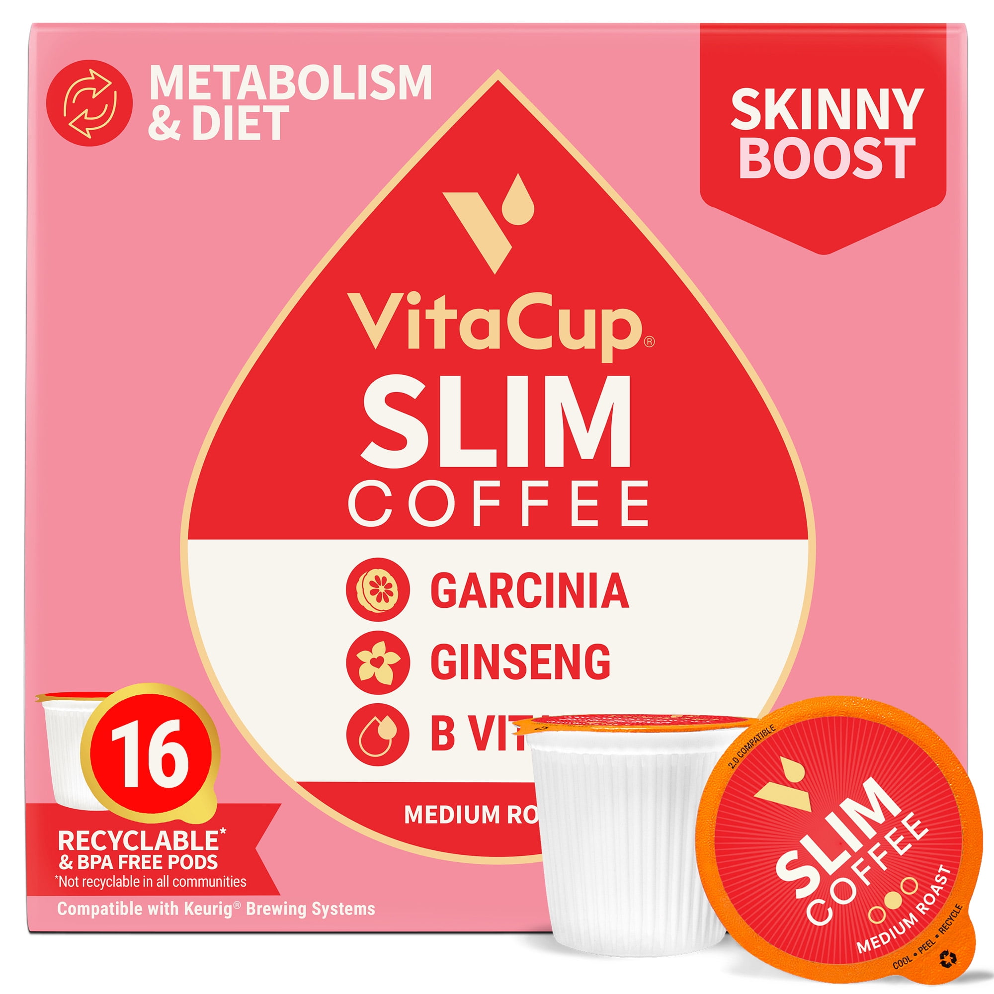 VitaCup Slim Coffee Pods 16ct Diet & Metabolism Garcinia & Ginseng
