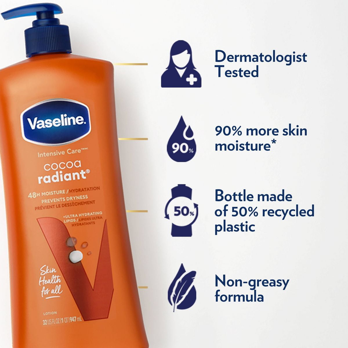 2X - Vaseline Intensive Care Moisturizing Body Lotion with Cocoa Butter Cocoa Radiant - 32 fl oz