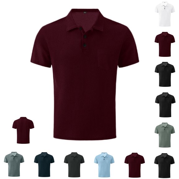 Yifymode Polo Shirts for Men Collared Short Sleeve Texture Polo Shirt, Lightweight Quick Dry Casual Shirts, Breathable Golf Tops