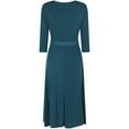 thumbnail image 2 of Bon Rosy, Women's, 3/4 Sleeve Faux Wrap Midi Dress Knee Length, Hunter Green, L, 2 of 2