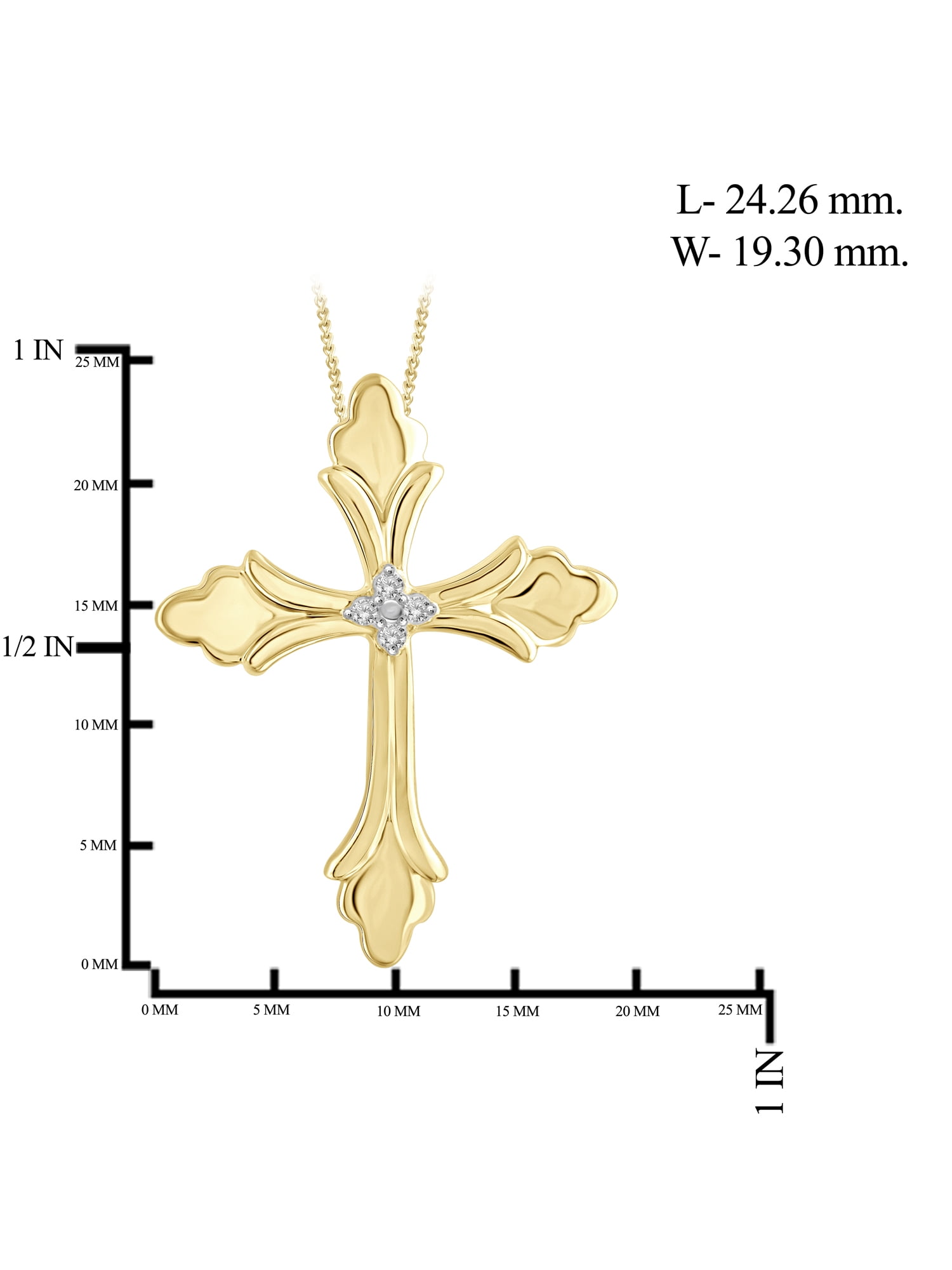 JewelersClub 14K Gold Plated Accent Diamond Cross Pendant Necklace for Women White Diamonds + 18” Rope Chain Included JewelersClub 14K Gold Plated
