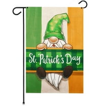 G128 Happy St. Patrick’s Day Gnome Irish Flag Garden Flag 12x18 In Double Sided St. Patrick's Day Yard Garden Lawn Decoration