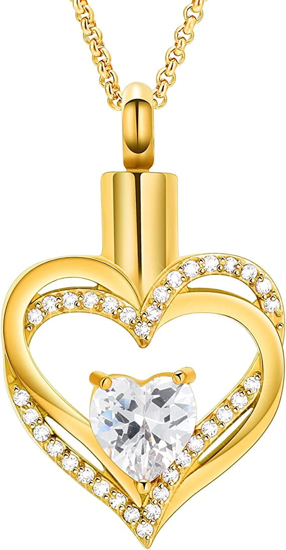 Cremation Jewelry Birthstone Heart Urn Necklace for Ashes for Women Gilrs Memorial Keepsake Urn