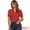 Red, variant on Women's Short Sleeve V Neck Notch Lapel Collar Shirt S Black