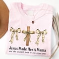 thumbnail image 4 of Camo Coquette Christian Mama T-Shirt – Jesus Made Her A Mama Graphic Tee, Duck Hunting Camo Faith Shirt for Women, 4 of 7