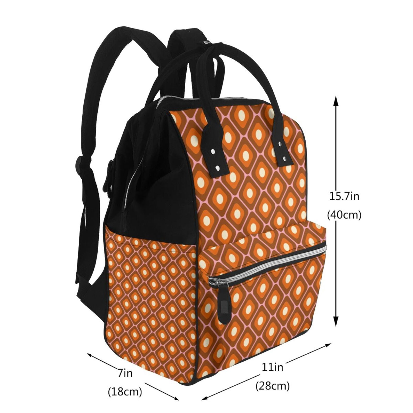 Fuzoiu 60s and 70s Aesthetic Print Diaper Bag Backpack,Baby Essentials Travel Tote,Multi function Waterproof Diaper Bag, Travel Essentials Baby Bag - Unisex
