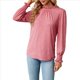 thumbnail image 1 of Camiseta Holgada Informal de Larga con Cuello Redondo para Mujer, Color Liso, con Encaje y Mangas Farol, para Otoño e Invierno Rosa L, 1 of 10