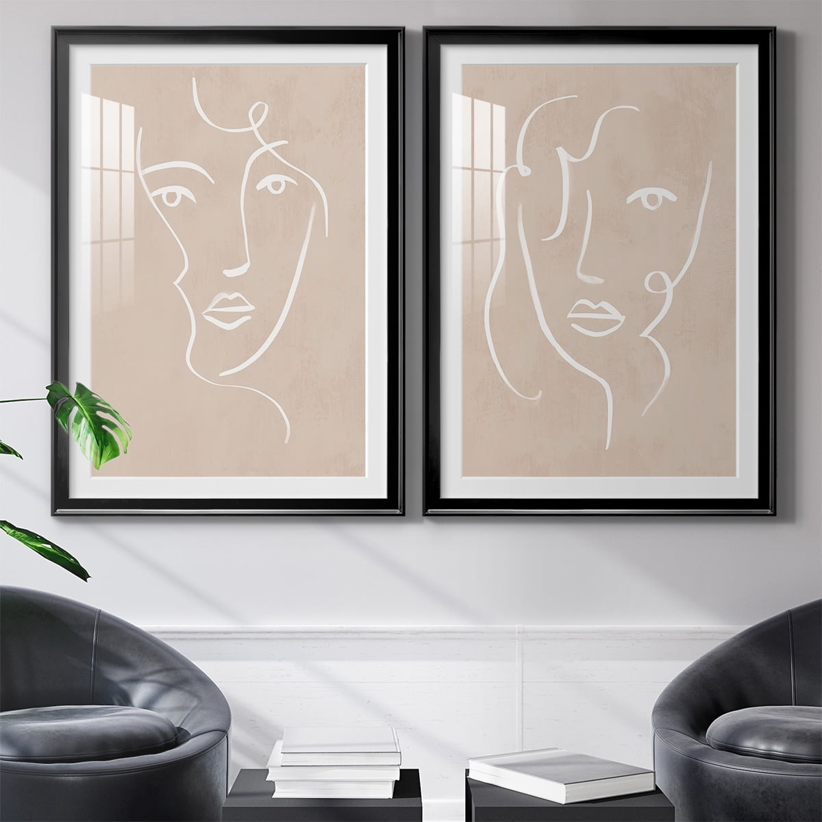Wexford Home Curly Face I Premium Framed Print, 18.5" x 24.5" - Ready to Hang, Black (Set of 2)
