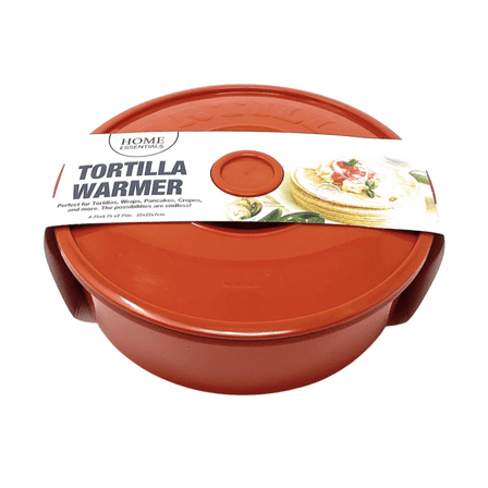 Tortilla and Pancake Warmer with Lid, 8.5 x 2.75 Inch, Tortilla Server for Homes and Restaurants, Tortilla Warmer & Serving Container, Orange