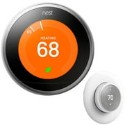 Google T3007ES Nest Learning Thermostat (3rd Generation, Stainless Steel) Bundle with Deco Essentials Wall Plate Cover for Google Nest Thermostat 1st, 2nd, 3rd Generation Models
