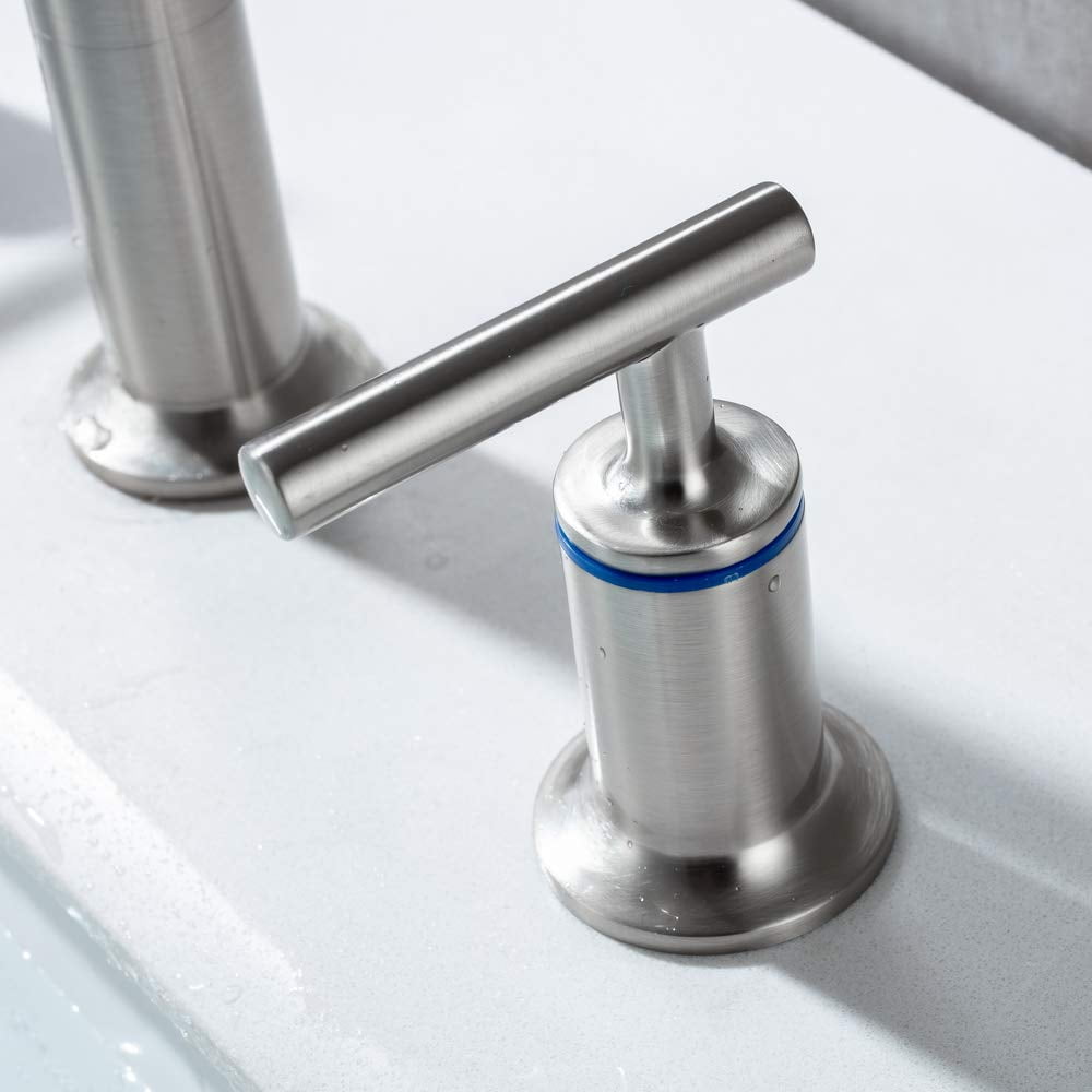 WorbWay Bathroom Faucet Gold 2 Lever Handle 8 inch Widespread Bathroom Sink Faucet with Pop-Up Drain