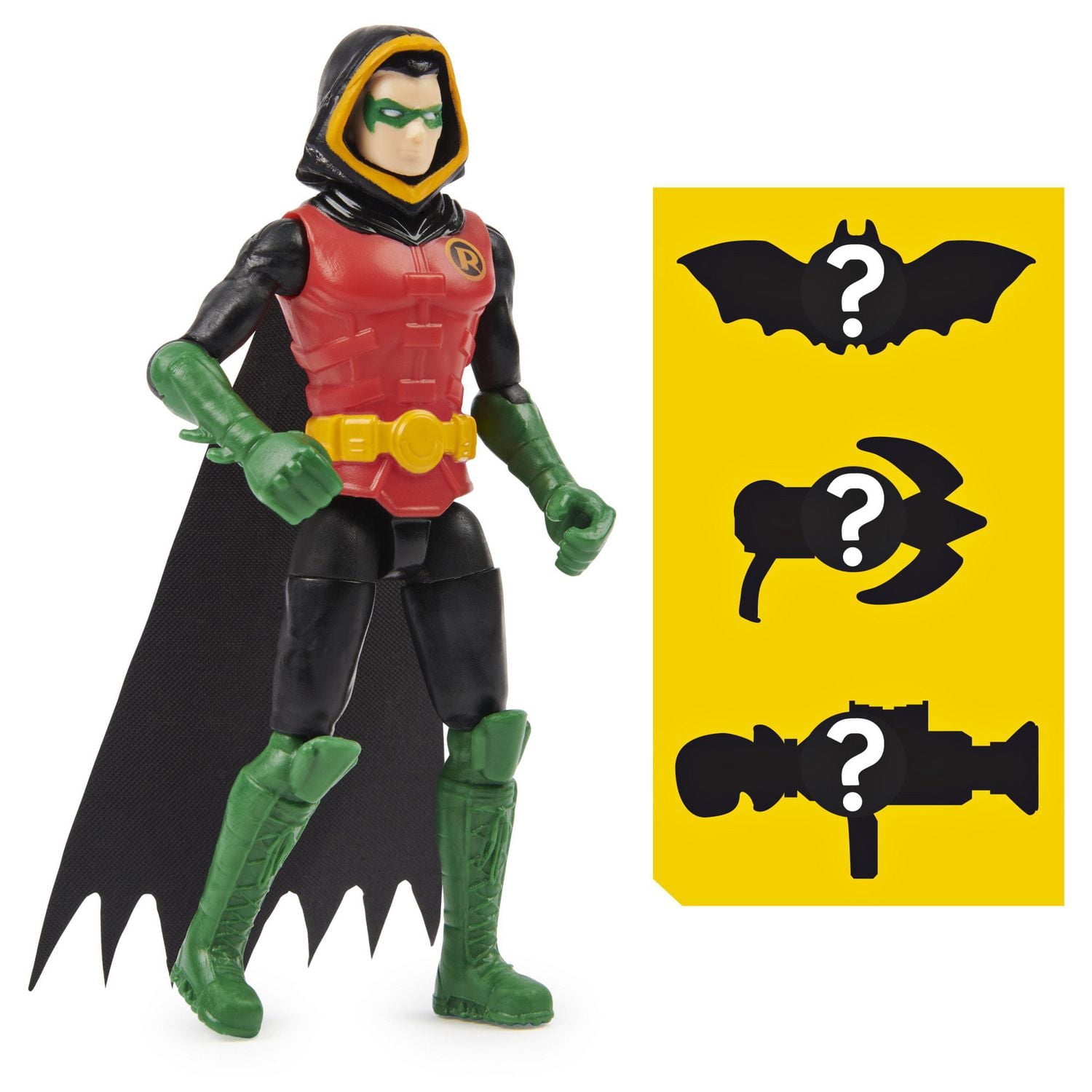 BATMAN, Figurine articulée ROBIN de 10 cm avec 3 accessoires mystère, Mission 1