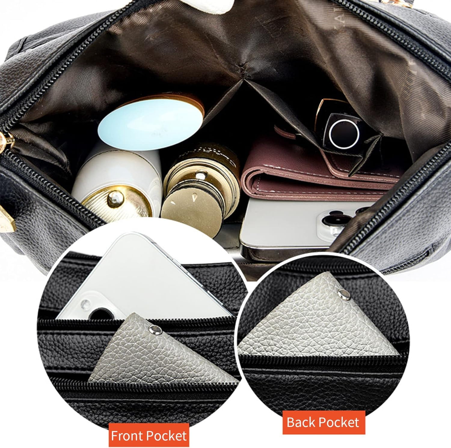 Crossbody Bags for Women Multi Pocket Shoulder Bag Soft PU Leather Purses and Handbags Pocketbooks