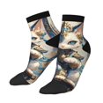 thumbnail image 3 of Salouo Exotic Blue Cat Pattern Unisex Middle Tube Socks,Middle-Finger Knee High Socks Over The Calf Tube Stocking Crew Stockings for Women and Men Tube Socks, 3 of 8