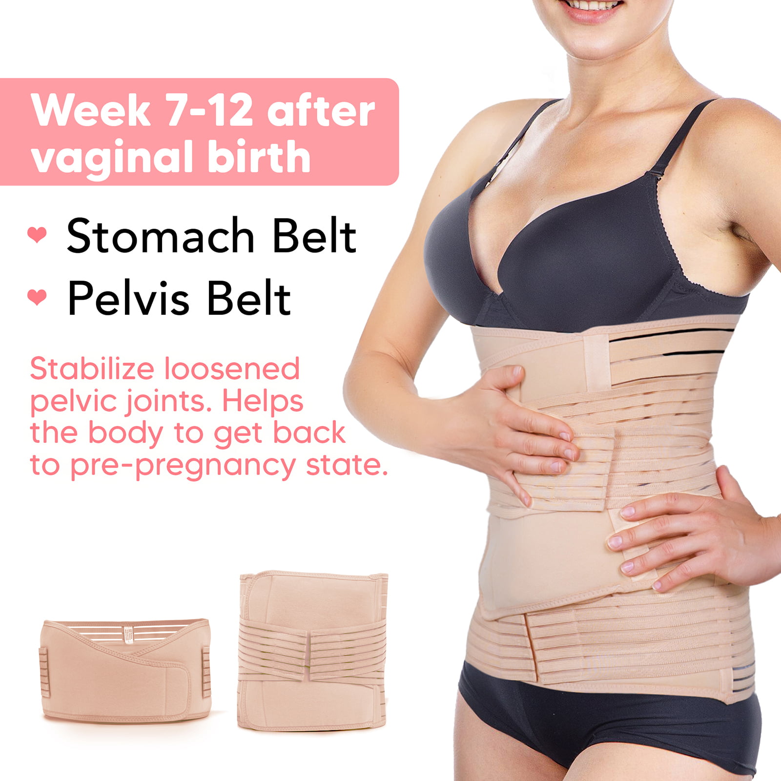 1) Bmama 2-Strap Maternity Belly Binder Size XXL,Postpartum Mom