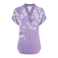 thumbnail image 3 of Cilsoka Womens V Neck Shirts Short Sleeve Henley Tops Button Floral Print T Shirts Work Tops Casual Tunic Tops Summer Fashion Clothing, 3 of 5