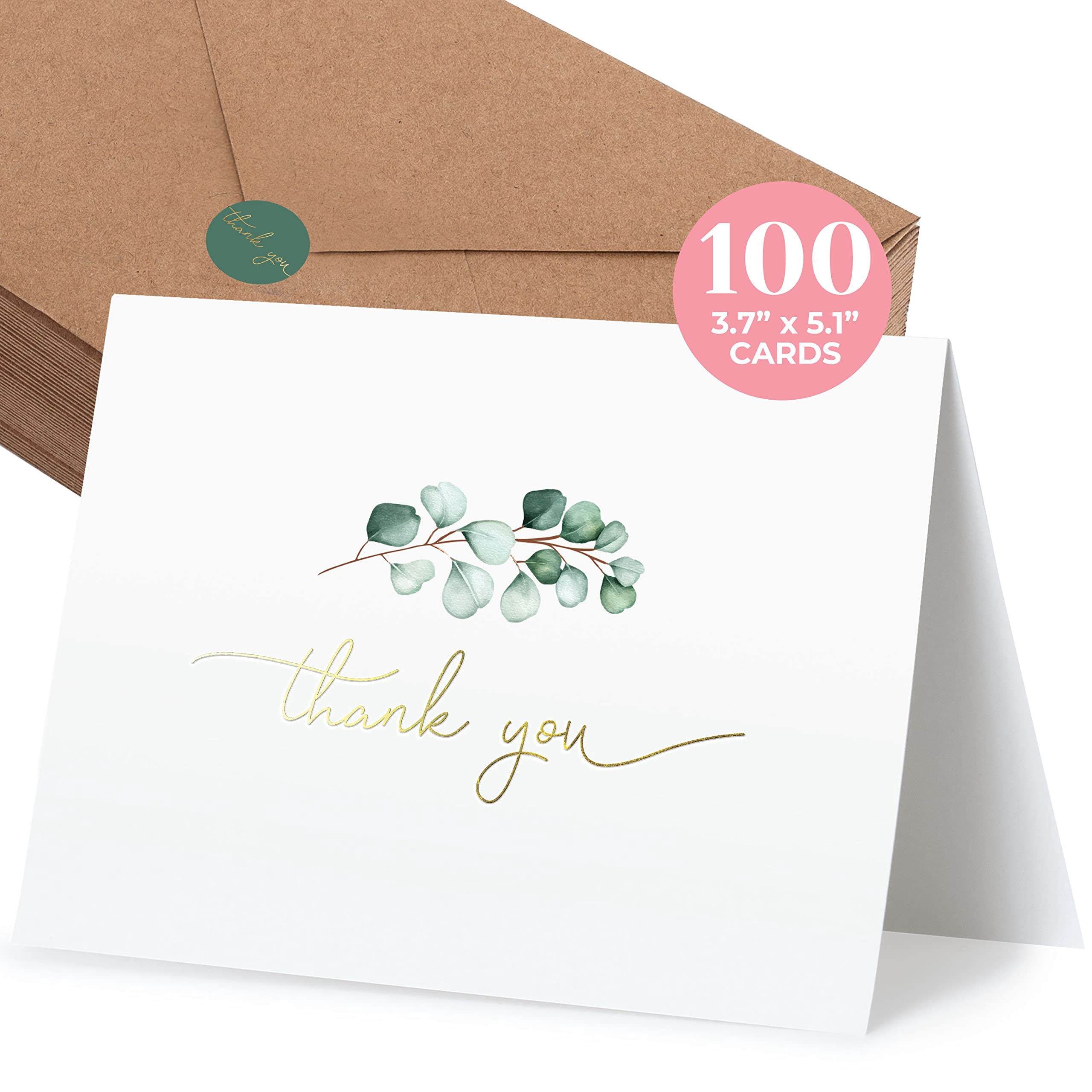 100 Heavyweight Blank Thank You Cards with Envelopes for a Personal ...