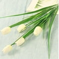 thumbnail image 3 of 6 Pcs Tulips Artificial Flowers 30 Heads Faux Tulips Bouquet with Stem Bulk Silk Floral Arrangement Fake Plastic Plants for Home Indoor Outside Table Vase Garden Spring Decor (White), 3 of 8