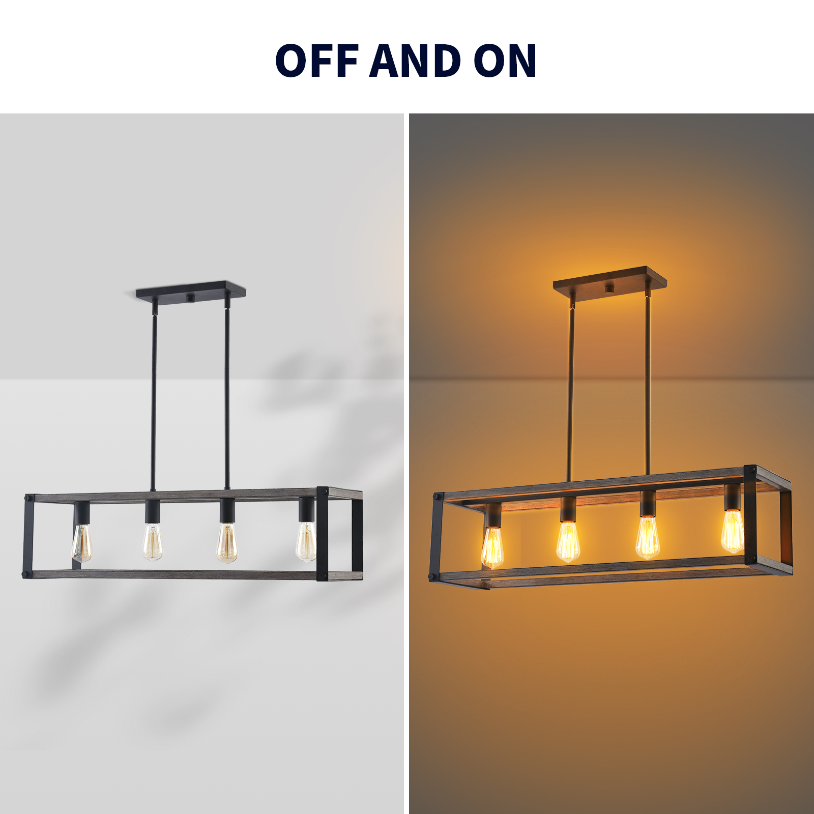 4-Light Industrial Farmhouse Pendant Light,Large Modern Pendant Light Fixtures,Black Pendant Light Fixture For Dinning Room ,Kitchen Island,Living Room(Bulb not included)