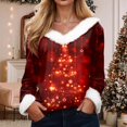 thumbnail image 2 of NMMUED Women Christmas Shirts Womens V Neck Tops Holiday Clothing for Women Womens Blouses Holiday Shirts for Women Long Sleeve Blouses for Women Christmas Tee Shirts for Women Wine S, 2 of 4