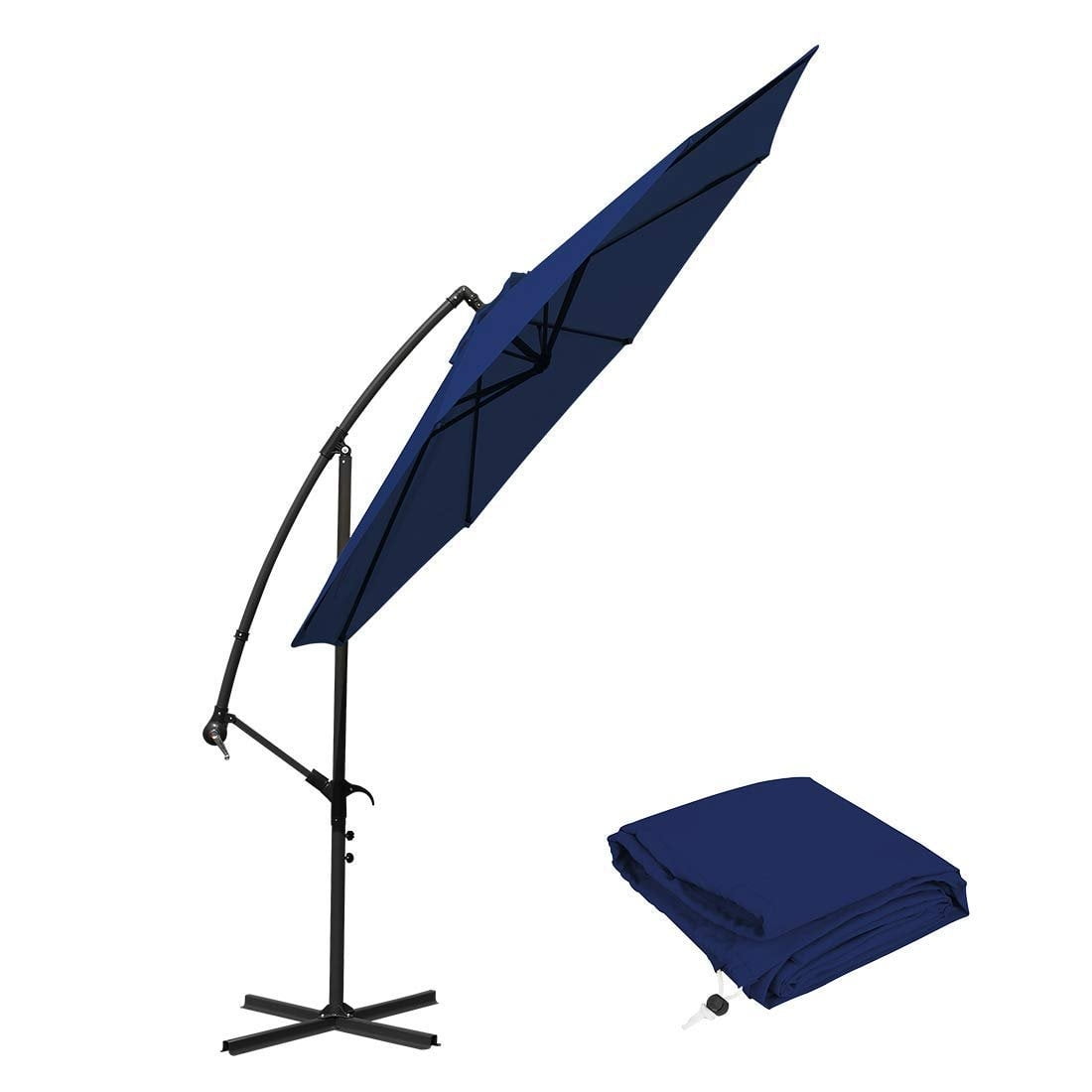 10 Ft Cantilever Patio Umbrellas Blue Outdoor Water Resistant Offset Umbrella 0097