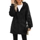 thumbnail image 1 of Chaqueta de Mujer con Cremallera, Bolsillos, Sudadera Larga Extragrande con Capucha, Mangas Largas y Suave, Abrigo de Peluche Cálido Negro M, 1 of 10