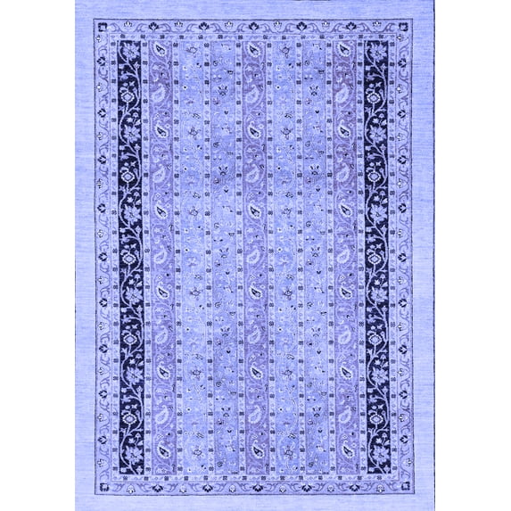 Ahgly Company Machine Washable Indoor Rectangle Oriental Blue Modern Area Rugs, 4' x 6'