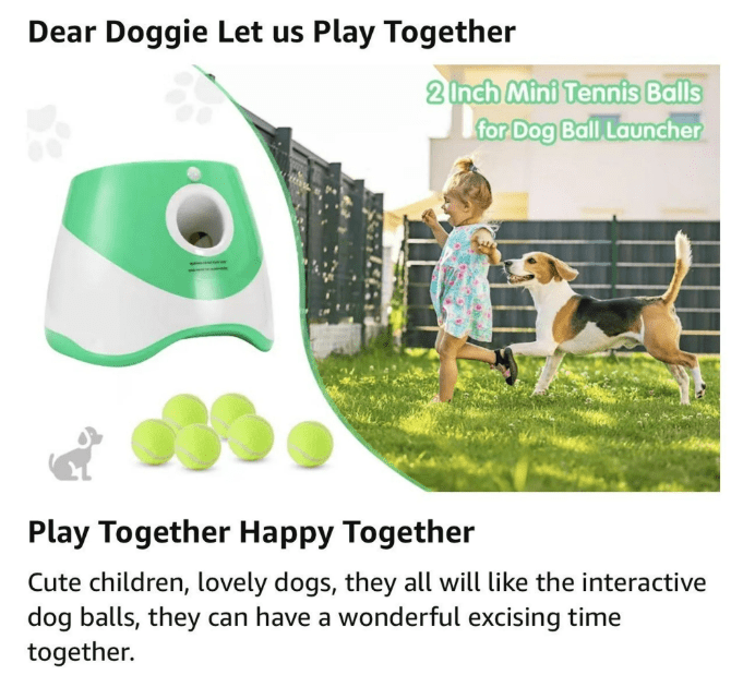 Automatic Dog Ball Launcher with 3 Distance Settings, Includes 3 Mini Tennis Balls(2lnches), Interactive Indoor Outdoor Dog Toy, ultiple Color Options, Light Green