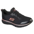 thumbnail image 1 of Skechers Squad Womens Black Rose Gold Slip Resistant Work Memory Foam Trainers, 1 of 1