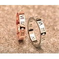 thumbnail image 4 of Titanium Steel Couple Rings with Roman Numeral and Diamond Accent Matching Bands His and Hers Anniversary Rings 4MM, 4 of 5