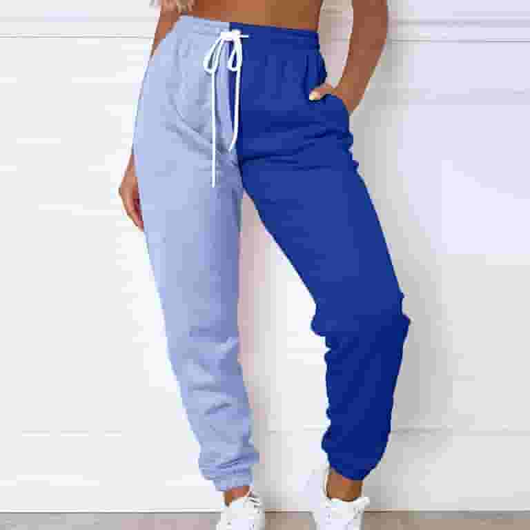 Womens Joggers Baggy Pants High Waist Two Tone Color Block Womens Joggers Baggy Pants High Waist Two Tone Color Block
