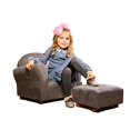 thumbnail image 1 of KEET Chaise Ronde Taille Enfant avec Ottoman en Microsuède, 1 of 5