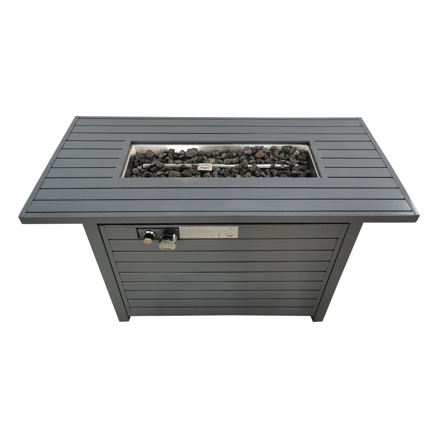Miekor Furniture 25" H x 42" W Steel Propane Outdoor Fire Pit Table with Lid (Grey) 91365
