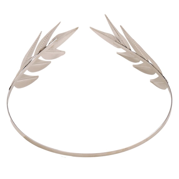 Xinwanna Leaf Crown Stainless Glossy Exquisite Solid Color Headwear Bridal Wedding Dress Accessories Queen Tiara Crown Women Headgear (Silver)