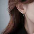 thumbnail image 3 of 925 Sterling Silver Teardrop Small Hoop Earrings for Women Teens CZ Droplet Huggie Earrings with Diamond Dangle, 3 of 12
