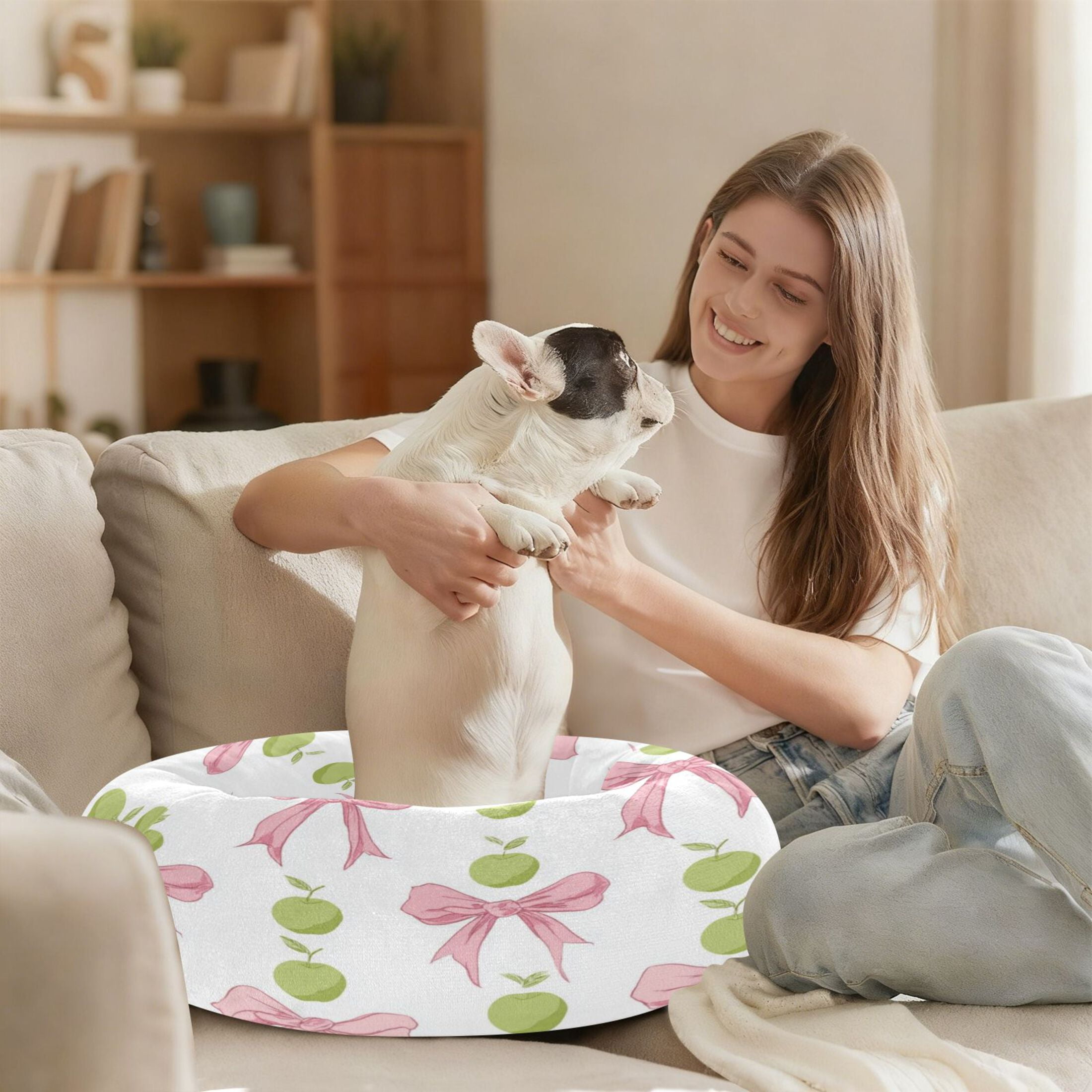 Iauyy Pet Couch Donut Cat Bed for Indoor Cats/Small Dogs Washable & Machine with Non-slip Bottom Calming Cat Furniture, Fashionable Patterns (XS)