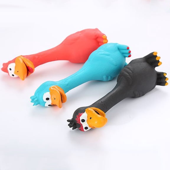 Walbest Screaming Rubber Chicken Dog Squeaky Toy, 7.8-Inch Tall, Latex Chew Molar Dog Funny Toy for Small Medium Dog (Black)