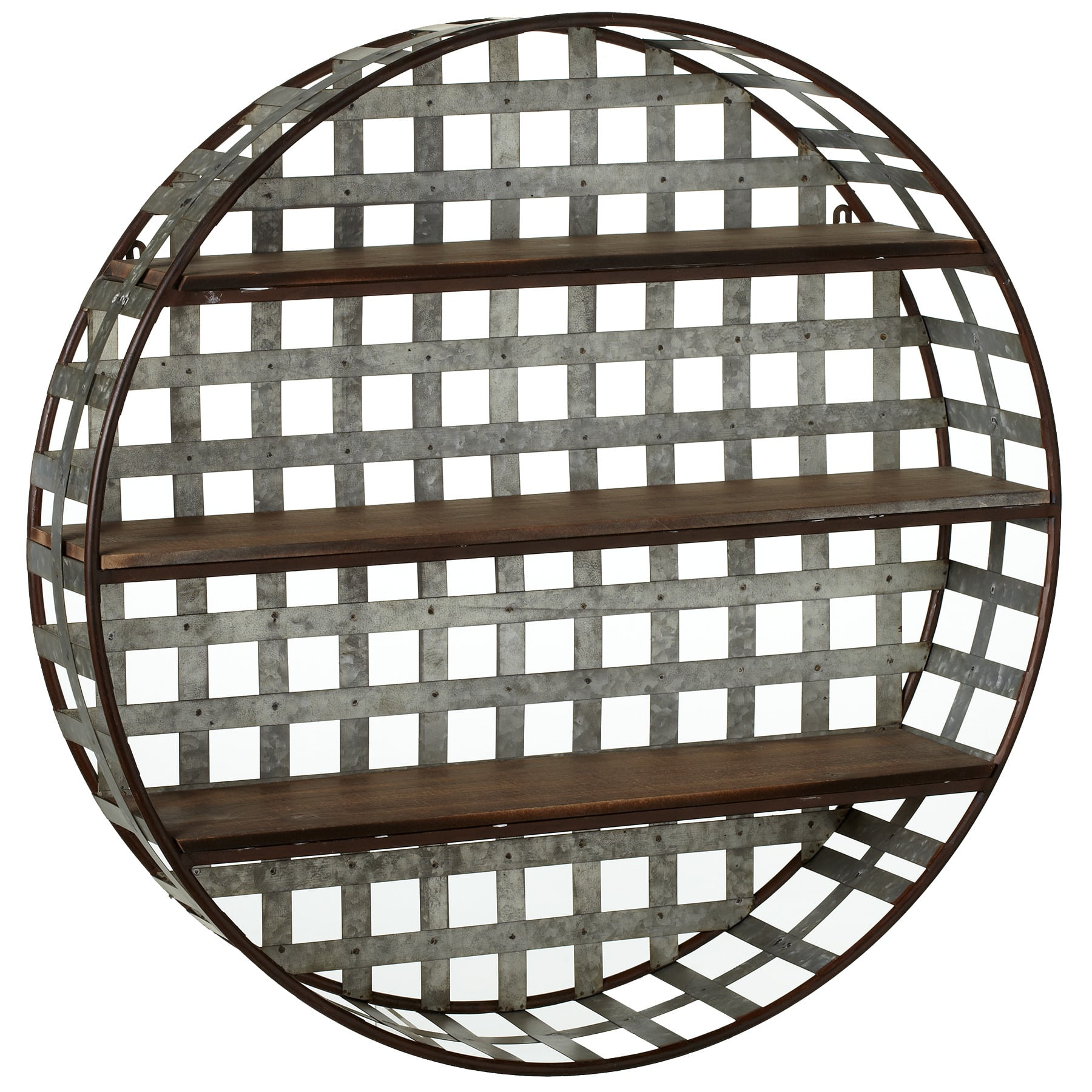 CBK Metal Galvanized Basket Weave Round Wall Shelf 157930 - Walmart.com
