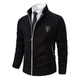thumbnail image 5 of IYTR Mens Winter Jacket Plaid Long Sleeve Jacket Zipper Stand-Up Collar Comfy Velvet Sweater Coat with Pocket Black XXL, 5 of 6